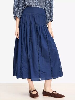 LOFT Cutout Trim Midi Skirt NWT